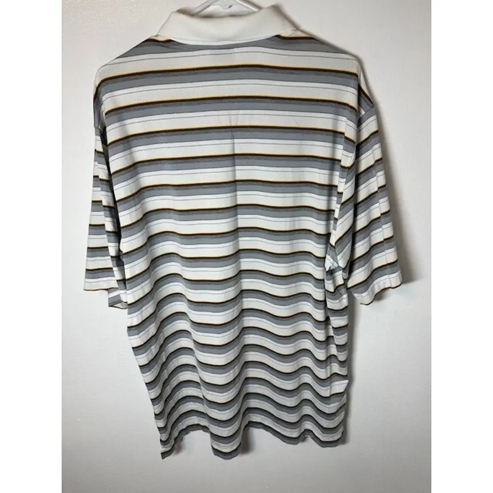 Nike Golf Dri-FIT Polo Shirt Mens XL Gray Stripe Performance Short Sleeve Golf